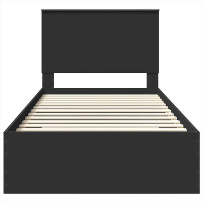 Bed Frame Black and Silver 90 x 200 cm Engineered Wood
