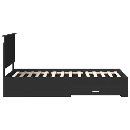 Bed Frame Black and Silver 90 x 200 cm Engineered Wood
