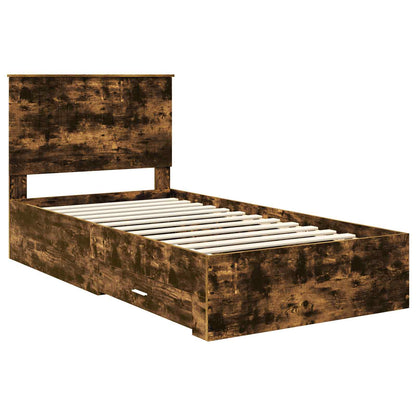 Bed Frame with Drawer Smoked Oak 100 x 200 cm Engineered Wood
