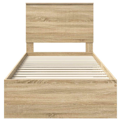 Bed Frame with Headboard Sonoma Oak 90 x 200 cm Engineered Wood