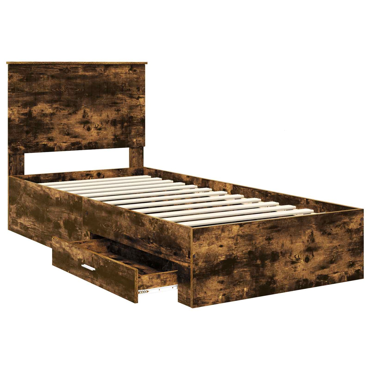 Bed Frame with Headboard Smoked Oak 90 x 200 cm Engineered Wood