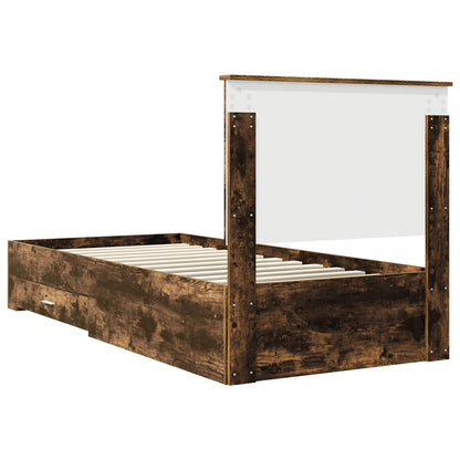 Bed Frame with Headboard Smoked Oak 90 x 200 cm Engineered Wood