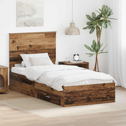 Bed Frame with Headboard Old Wood 90 x 200 cm Engineered Wood