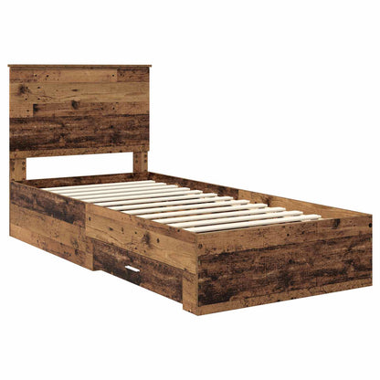 Bed Frame with Headboard Old Wood 90 x 200 cm Engineered Wood