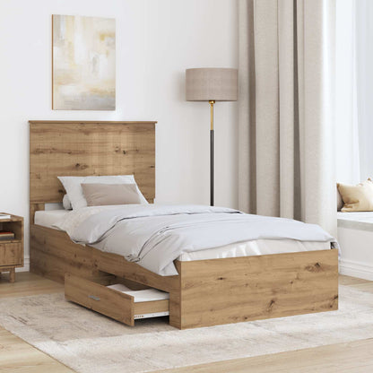 Bed Frame with Drawer Artisan Oak 90 x 200 cm Engineered Wood