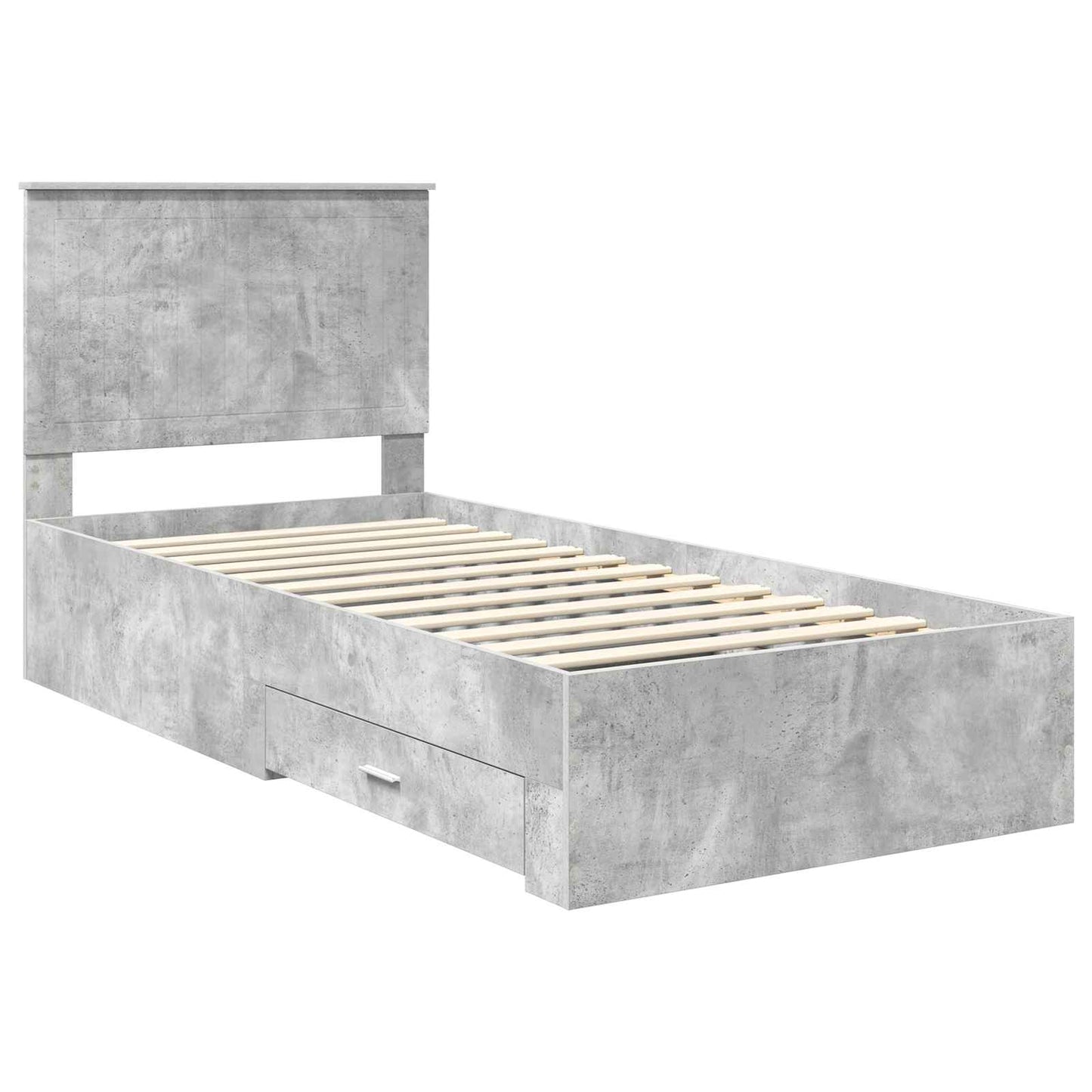 Bed Frame with Drawer Concrete Grey 90 x 190 cm Engineered Wood