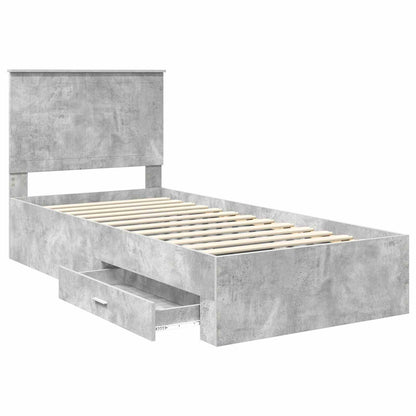 Bed Frame with Drawer Concrete Grey 90 x 190 cm Engineered Wood