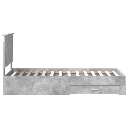 Bed Frame with Drawer Concrete Grey 90 x 190 cm Engineered Wood