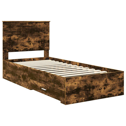 Bed Frame with Headboard Smoked Oak 90 x 190 cm Engineered Wood
