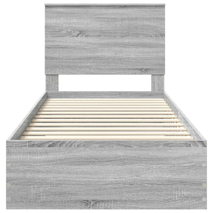 Bed Frame with Drawer Grey Sonoma 90 x 190 cm Engineered Wood