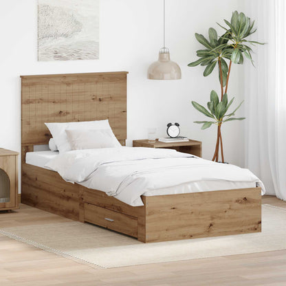Bed Frame with Drawer Artisan Oak 90 x 190 cm Engineered Wood
