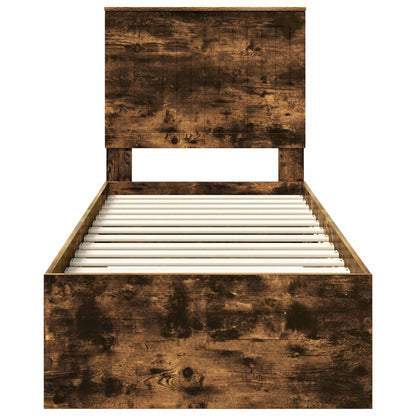 Bed Frame Smoked Oak and Silver 70 x 190 cm Engineered Wood