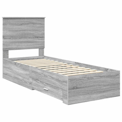 Bed Frame Grey Sonoma and Silver 70 x 190 cm Engineered Wood