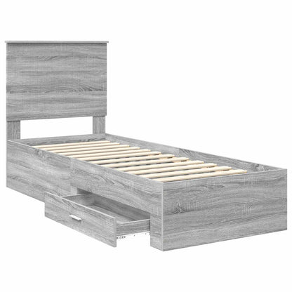 Bed Frame Grey Sonoma and Silver 70 x 190 cm Engineered Wood