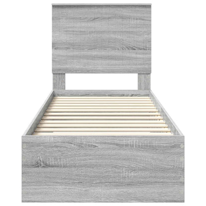 Bed Frame Grey Sonoma and Silver 70 x 190 cm Engineered Wood