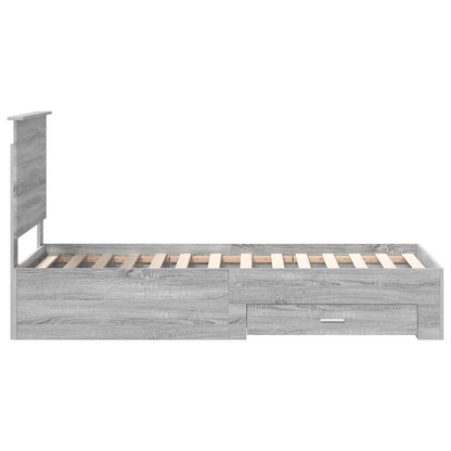 Bed Frame Grey Sonoma and Silver 70 x 190 cm Engineered Wood