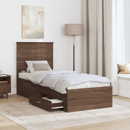 Bed Frame Brown Oak and Silver 70 x 190 cm Engineered Wood