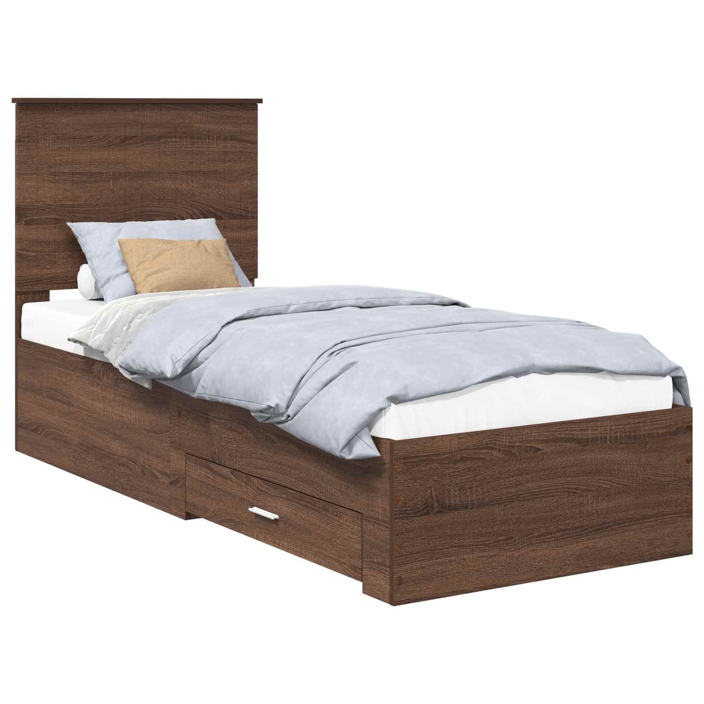 Bed Frame Brown Oak and Silver 70 x 190 cm Engineered Wood