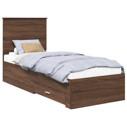 Bed Frame Brown Oak and Silver 70 x 190 cm Engineered Wood