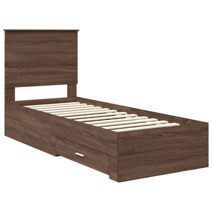 Bed Frame Brown Oak and Silver 70 x 190 cm Engineered Wood