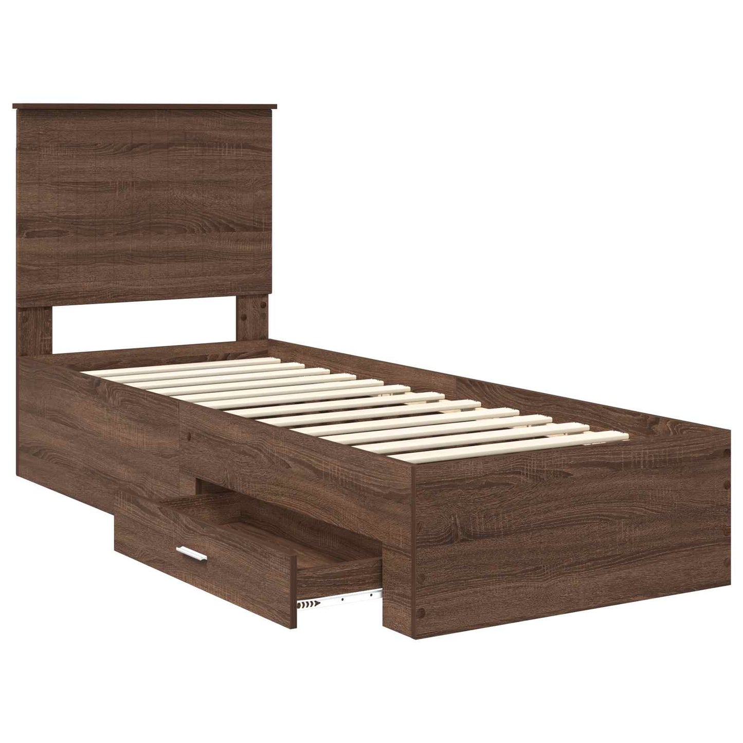Bed Frame Brown Oak and Silver 70 x 190 cm Engineered Wood