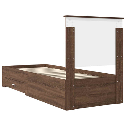 Bed Frame Brown Oak and Silver 70 x 190 cm Engineered Wood