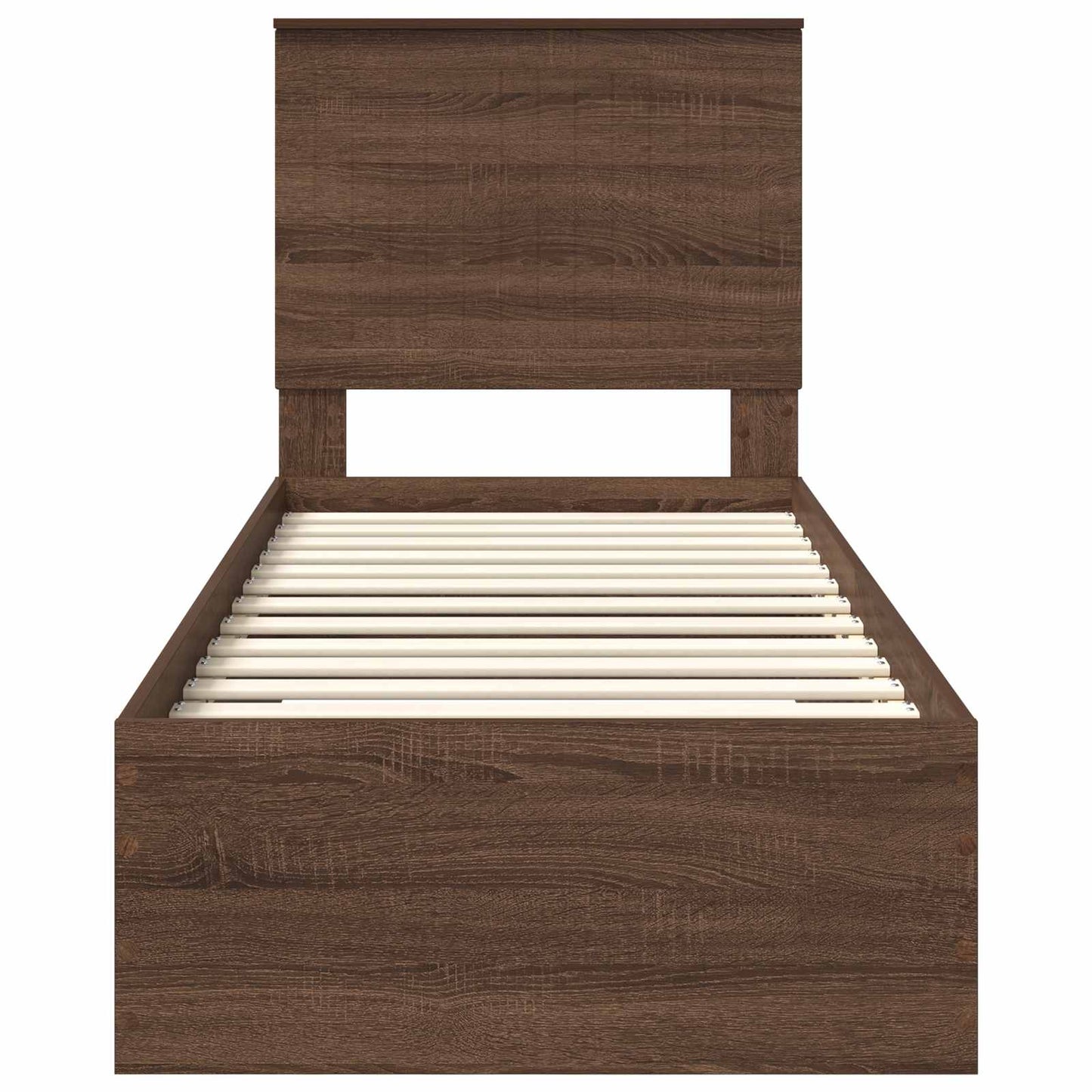 Bed Frame Brown Oak and Silver 70 x 190 cm Engineered Wood