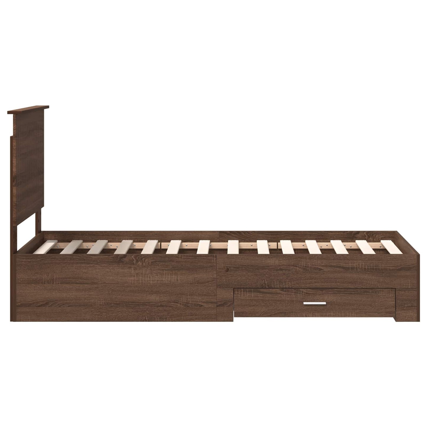 Bed Frame Brown Oak and Silver 70 x 190 cm Engineered Wood