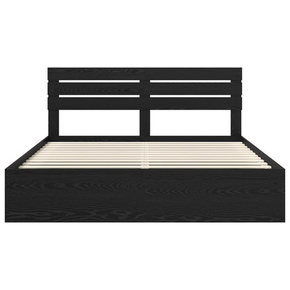 Bed Frame with Headboard Black 200 x 200 cm Solid Pine Wood