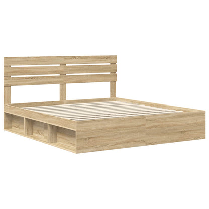 Bed Frame with Headboard Sonoma 200 x 200 cm Solid Pine Wood