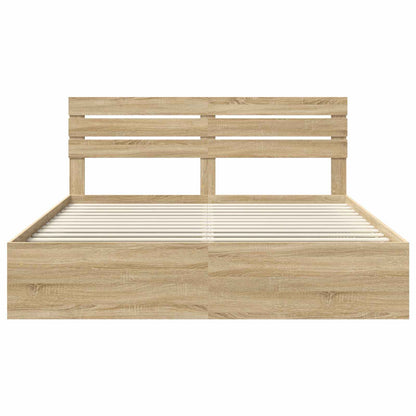 Bed Frame with Headboard Sonoma 200 x 200 cm Solid Pine Wood