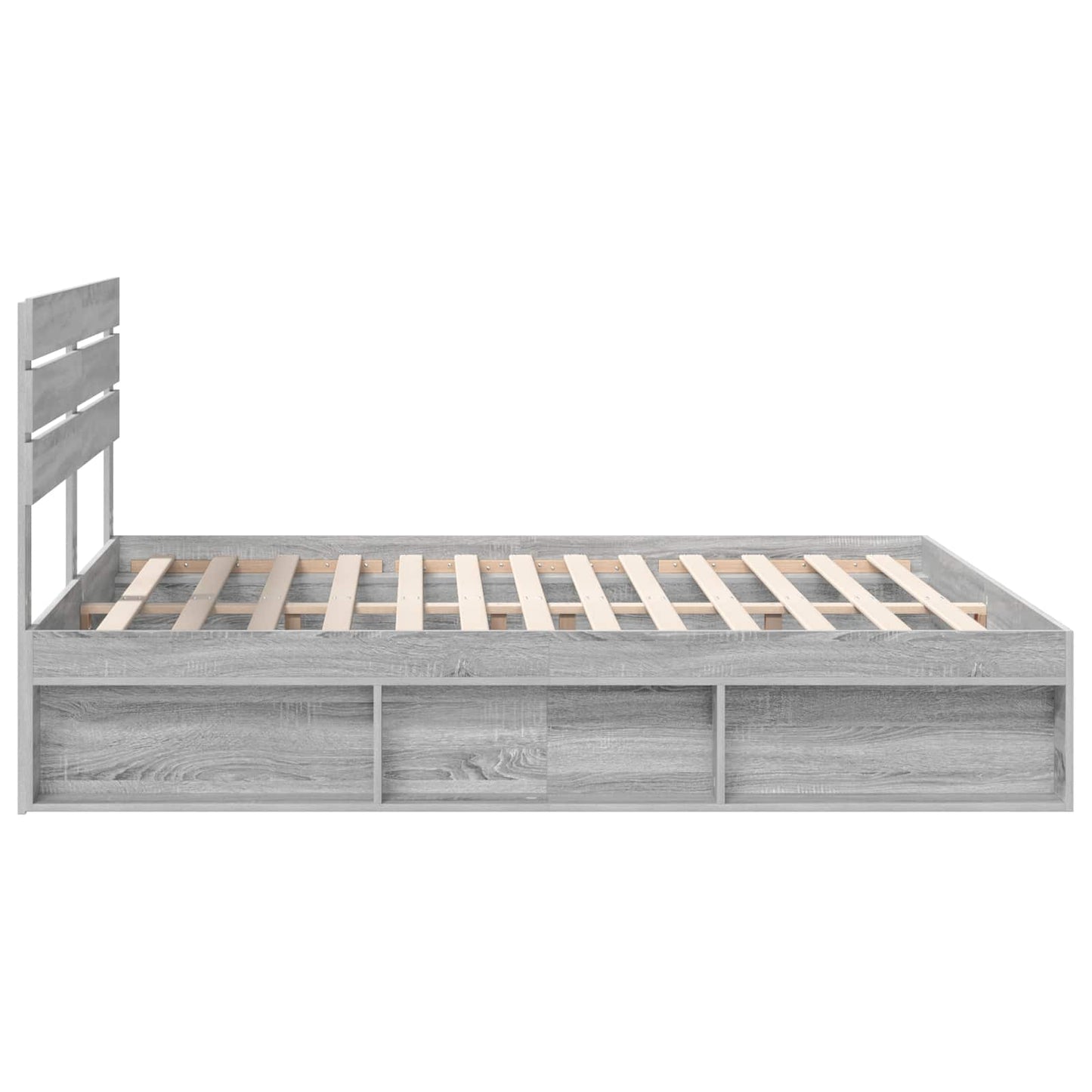 Bed Frame Grey Sonoma 200 x 200 cm Solid Pine Wood