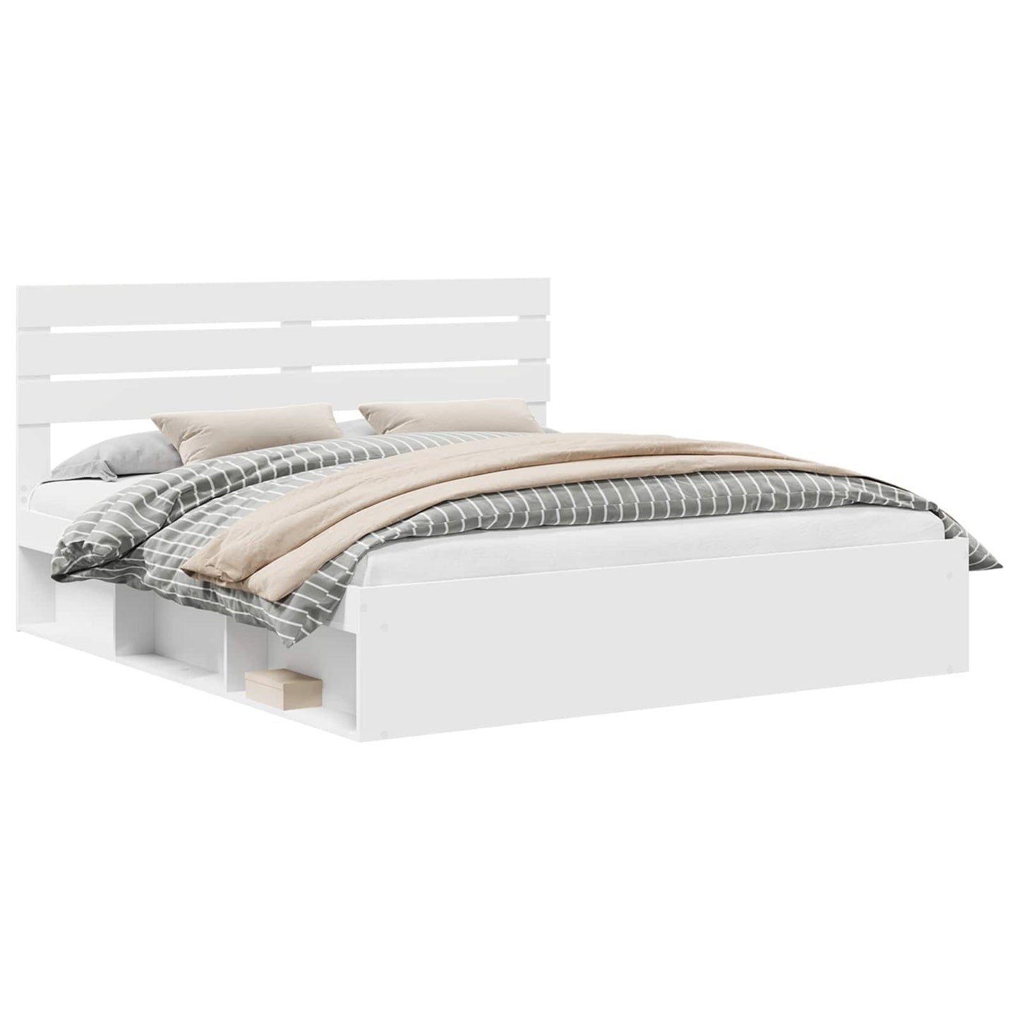 Bed Frame with Headboard White 180 x 200 cm Solid Pine Wood
