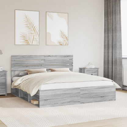 Bed Frame Grey Sonoma 180 x 200 cm Solid Pine Wood