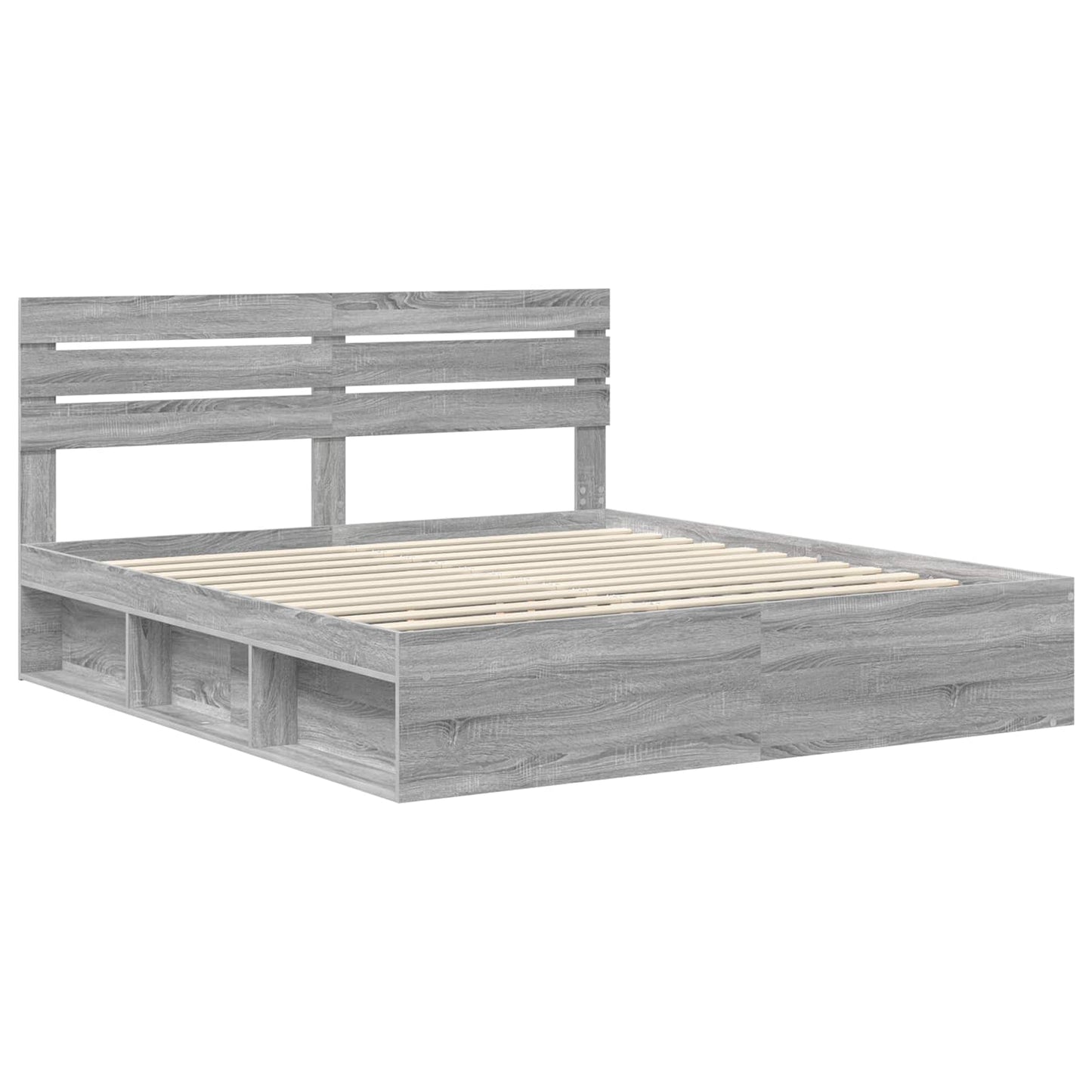 Bed Frame Grey Sonoma 180 x 200 cm Solid Pine Wood