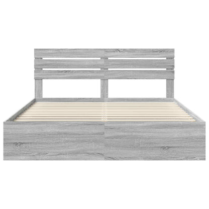 Bed Frame Grey Sonoma 180 x 200 cm Solid Pine Wood