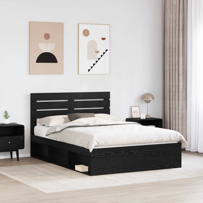 Bed Frame with Headboard Black 160 x 200 cm Solid Pine Wood