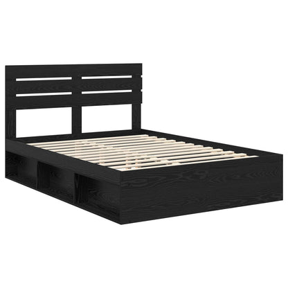 Bed Frame with Headboard Black 160 x 200 cm Solid Pine Wood