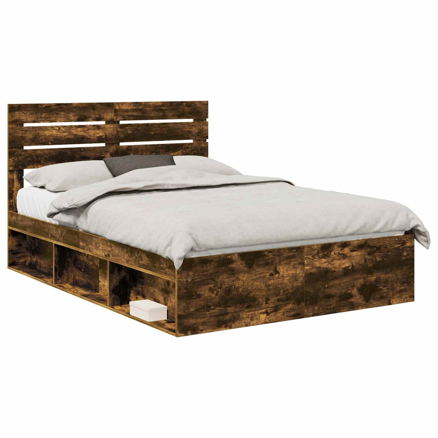 Bed Frame Smoked Oak 160 x 200 cm Solid Pine Wood