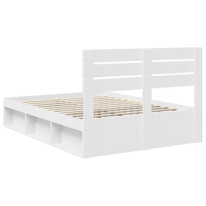 Bed Frame with Headboard White 150 x 200 cm Solid Pine Wood