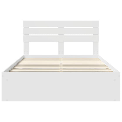 Bed Frame with Headboard White 150 x 200 cm Solid Pine Wood