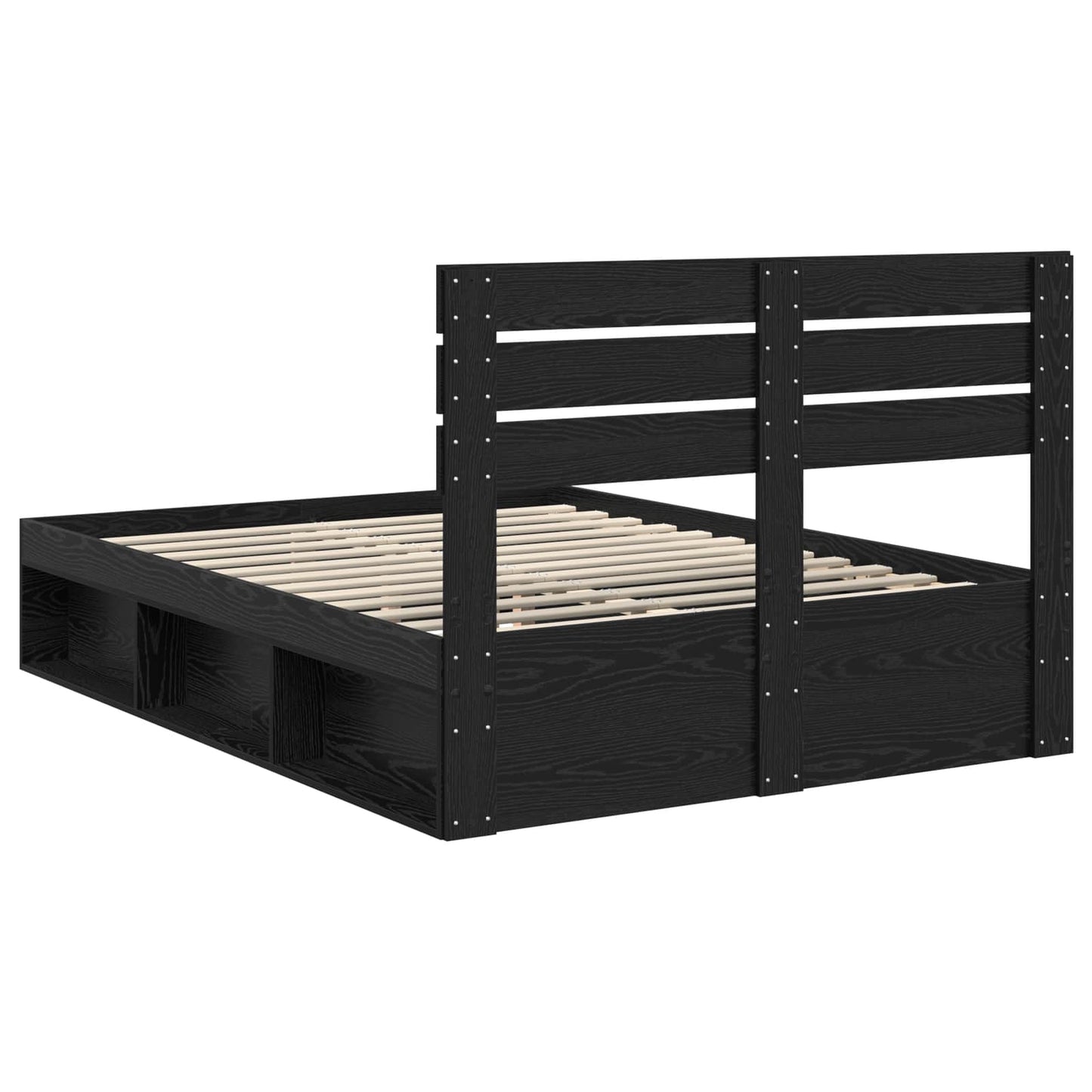 Bed Frame with Headboard Black 150 x 200 cm Solid Pine Wood