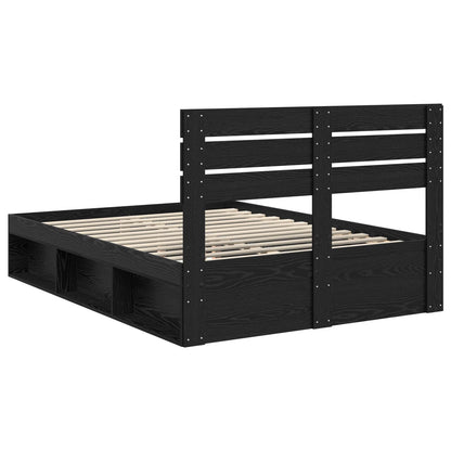 Bed Frame with Headboard Black 150 x 200 cm Solid Pine Wood