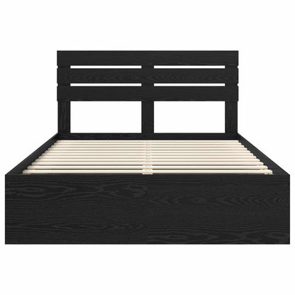 Bed Frame with Headboard Black 150 x 200 cm Solid Pine Wood