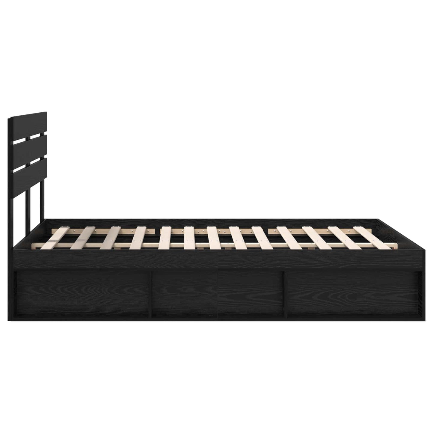 Bed Frame with Headboard Black 150 x 200 cm Solid Pine Wood