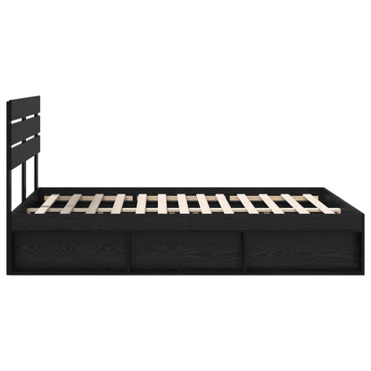 Bed Frame with Headboard Black 150 x 200 cm Solid Pine Wood
