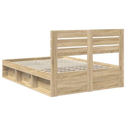 Bed Frame Sonoma Oak 150 x 200 cm Solid Pine Wood