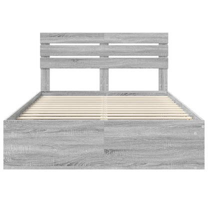 Bed Frame Grey Sonoma 150 x 200 cm Solid Pine Wood