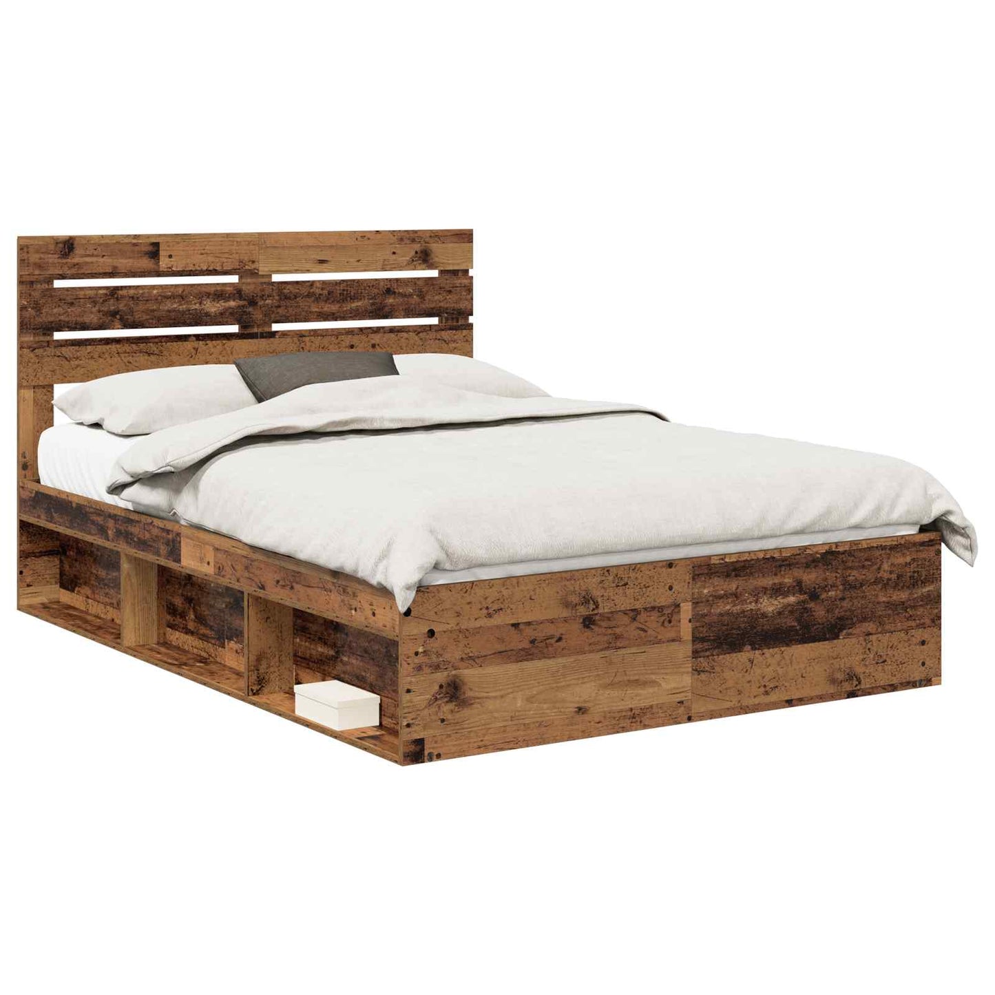 Bed Frame with Headboard Old Wood 150 x 200 cm Solid Pine Wood
