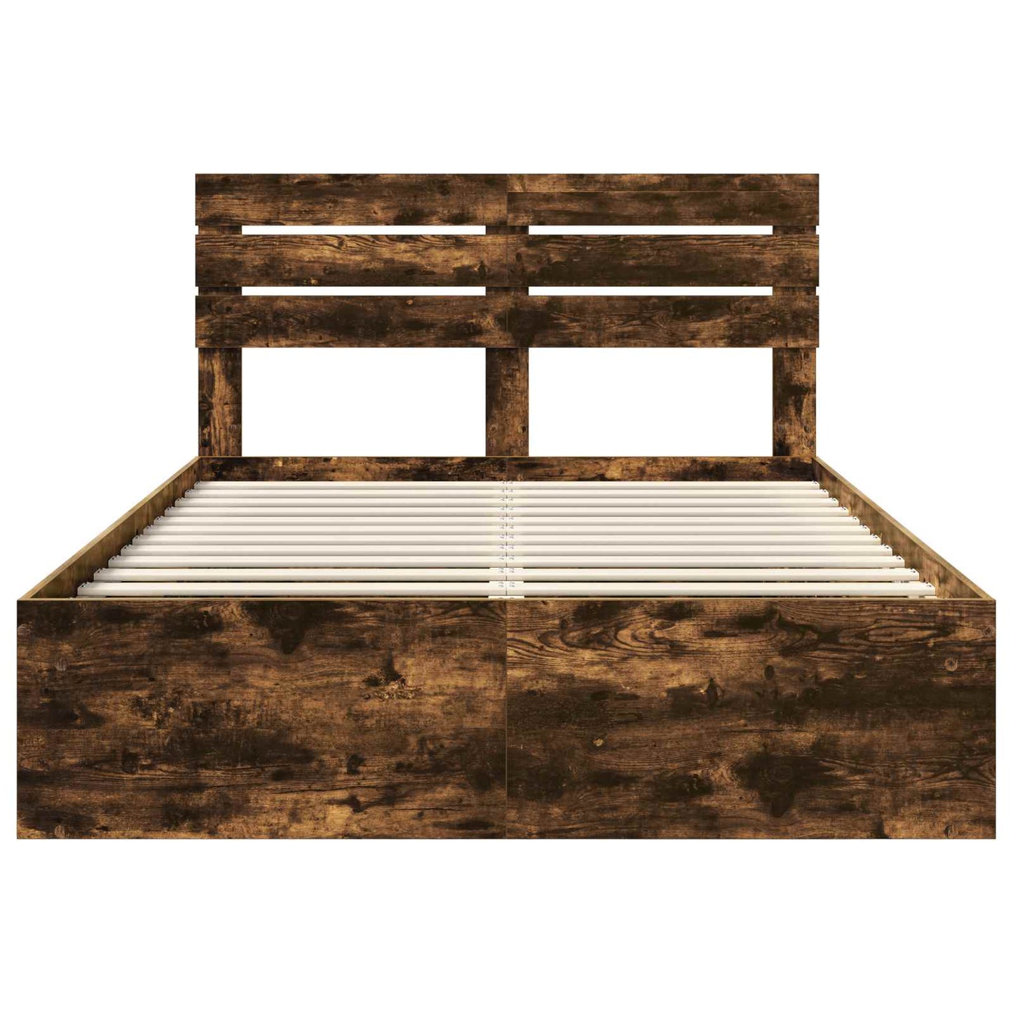 Bed Frame Smoked Oak 140 x 200 cm Solid Pine Wood